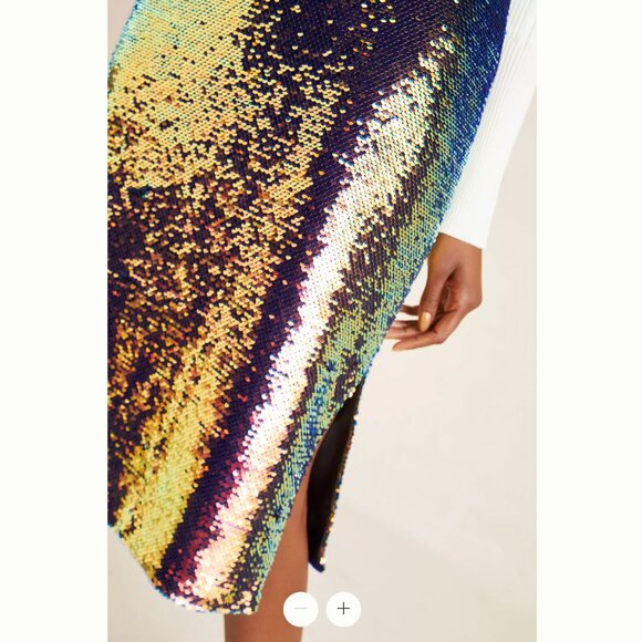 ANTHRO RO & DE Elysian Iridescent Flip Sequin Midi Pencil Skirt, Size 4P, NWT - Picture 5 of 11